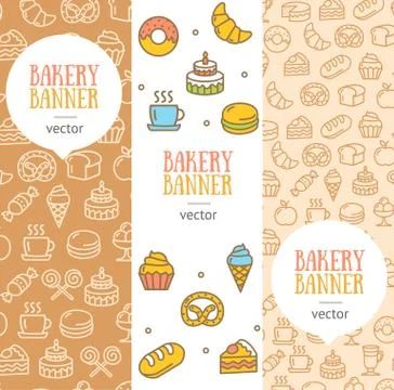 Bakery Banner Flyer Vertical Set. Vector Stock Illustration