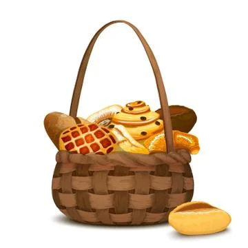 Bakery In Basket 스톡 일러스트