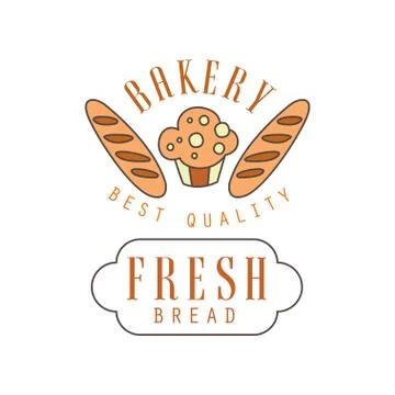 Bakery best quality, fresh bread logo template, bread shop badge retro food Stock Illustration