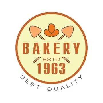 Bakery best quality logo template, estd 1963, bread shop badge retro food label Stock Illustration