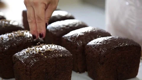 Bakery black bread Stock Footage 71092688