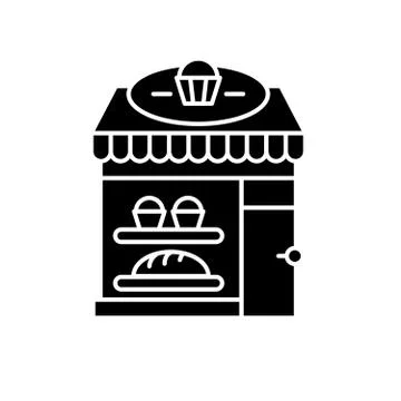 Bakery black icon, vector sign on isolated background. Bakery concept symbol Stock Illustration