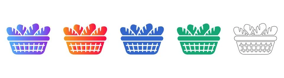 Bakery Bread Basket Vector Icons icon set Stock Illustration