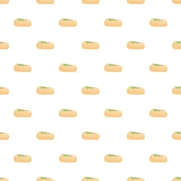 Bakery bread buns with green topping seamless pattern Stock Illustration