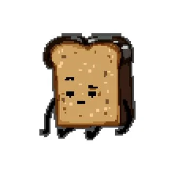 Bakery bread character pixel art vector illustration Stock Illustration