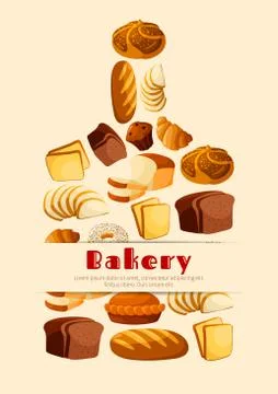 Bakery bread cutting board vector poster Illustrazione stock