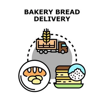 Bakery bread delivery concept featuring production and logistics Stock Illustration