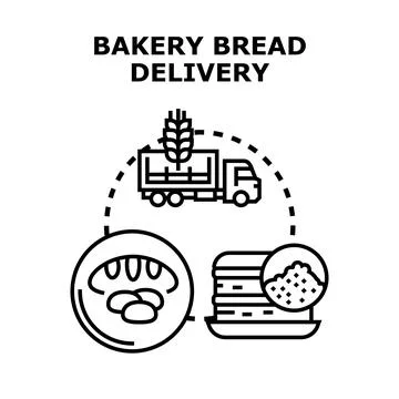 Bakery bread delivery concept featuring production and logistics Stock Illustration