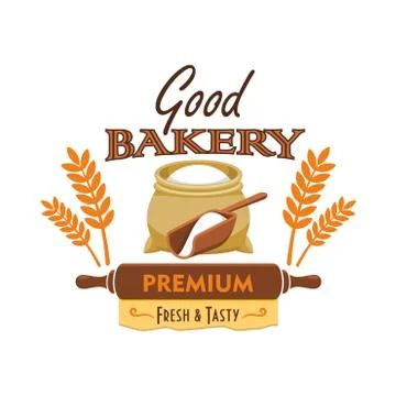Bakery bread emblem with flour and wheat element 库存插图