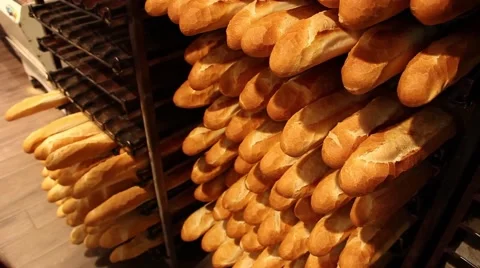 Bakery, bread, flour, baguette Stock Footage 45449782