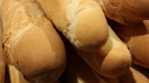 Bakery, bread, flour. Baguette Stock Footage 45449834