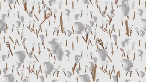 BAKERY BREAD MAKING THEME loop tile Falling with alpha channel. This is a Video stock 304489208