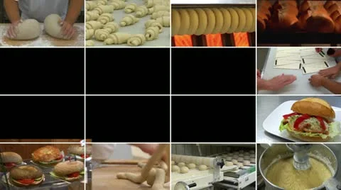 Bakery bread montage animated on black 10880 Stock Footage 22340402