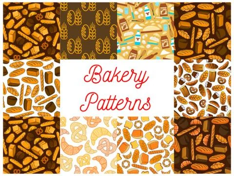 Bakery bread products seamless pattern backgrounds Illustrazione stock