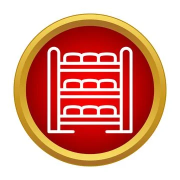 Bakery bread rack icon on red gold circle Stock Illustration