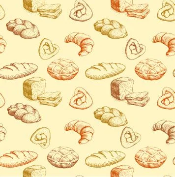 Bakery bread.  seamless background pattern. Stock Illustration