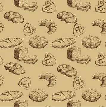 Bakery bread.  seamless background pattern. Stock Illustration
