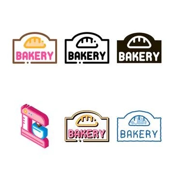 Bakery bread shop nameplate multipack icon thin line vector Stock Illustration