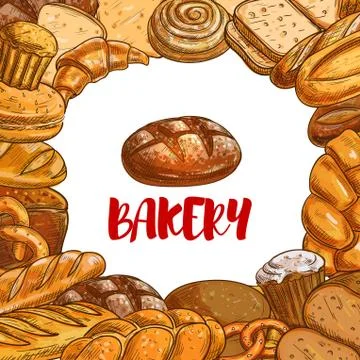 Bakery bread sketch vector poster イラスト素材