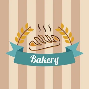 Bakery bread steam ribbon logo. Vector Stock Illustration