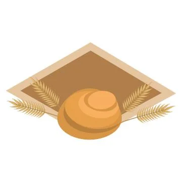 Bakery bread with wreath label Stock Illustration
