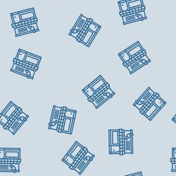Bakery cafe street line vector seamless pattern Illustrazione stock