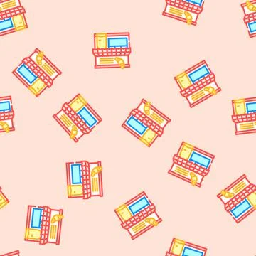 Bakery cafe street vector seamless pattern Stock Illustration