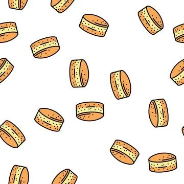 Bakery cake food dessert vector seamless pattern Stock Illustration