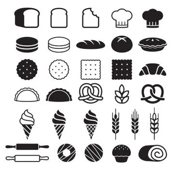 Bakery cakes icons set. Vector illustration. Illustrazione stock