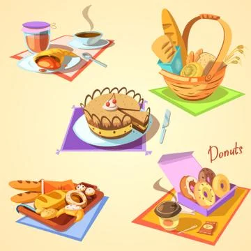 Bakery cartoon set Illustrazione stock