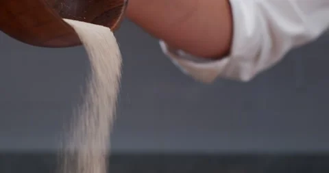 Bakery chef adds yeast, pizza cooking, bread making Stock Footage 229949667