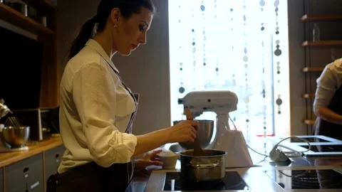 Bakery chef Making dessert in pastry. Stock Footage 145633437