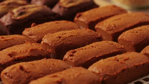 Bakery chef making fresh sweet Artesian buns and baguettes using traditional Stock Footage 271661595
