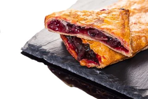 Bakery, cherry strudel Stock Photos