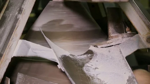 Bakery. Conveyor for the production of bread. Stock Footage 74593340