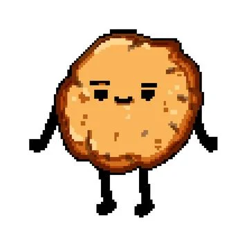 Bakery cookie character pixel art vector illustration Stock Illustration