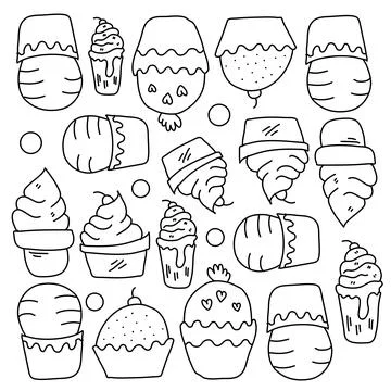 Bakery cupcake resources with line style Stock-Illustration