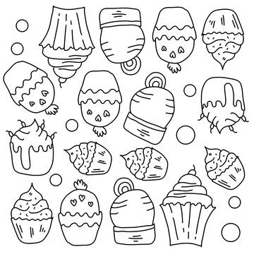 Bakery cupcake resources with line style Stock-Illustration