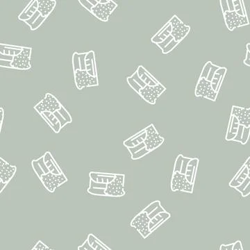 Bakery department line vector seamless pattern Stock Illustration
