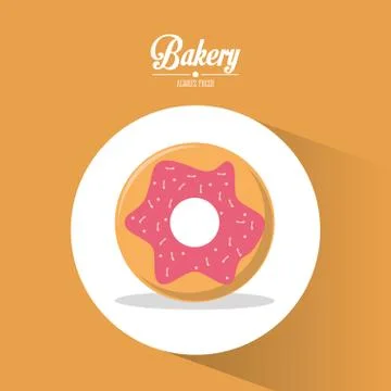 Bakery dessert cherry donut always fresh Stock Illustration