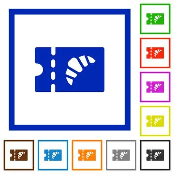 Bakery discount coupon flat framed icons Stock Illustration