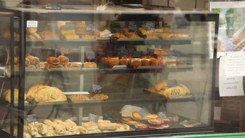 Bakery Display in Llangollen Shop Vídeos de archivo 306213888