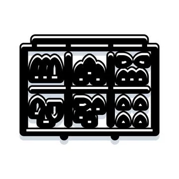 Bakery display shelf offering fresh bread and pastries Illustrazione stock