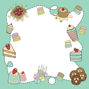Bakery doodle border blank Stock Illustration