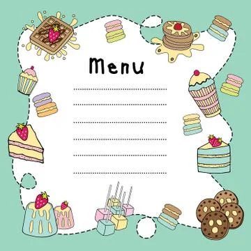 Bakery doodle menu board Stock Illustration