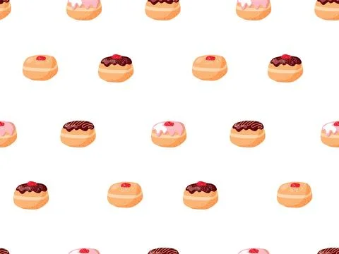Bakery doughnut Seamless pattern. Cartoon flat vector illustration. Traditional Stock Illustration