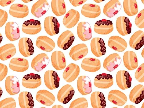 Bakery doughnut Seamless pattern. Cartoon flat illustration Repeated vector For Stock Illustration
