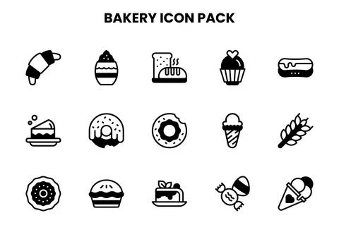 Bakery DuoTone Bundle Icons Pack Stock Illustration