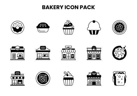 Bakery DuoTone Bundle Icons Pack Stock Illustration