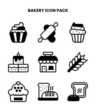 Bakery DuoTone Collection Icons Pack Stock Illustration